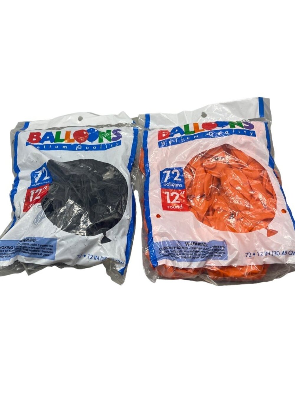 balloons helium quality black orange 12" round 72 each bag sealed bag  READ